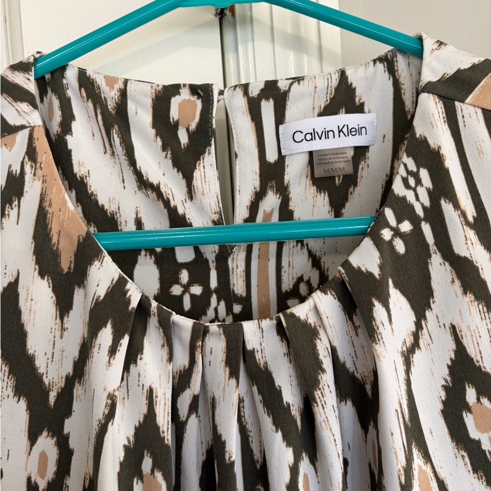 Calvin Klein Black and Brown Patterned Blouse - Picture 3 of 3